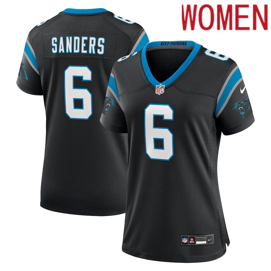 Women Carolina Panthers 6 Miles Sanders Nike Black Team Game NFL Jersey